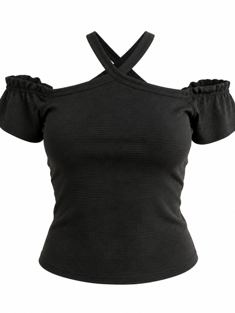 LOFT Black Cold-Shoulder Crisscross Camisole